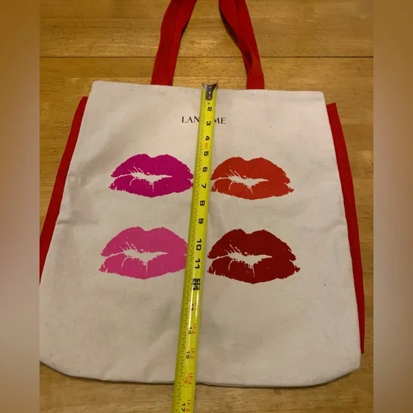 Lancome Lip Kiss Tote BAG Large Canvas Double Handle - Picture 2 of 8